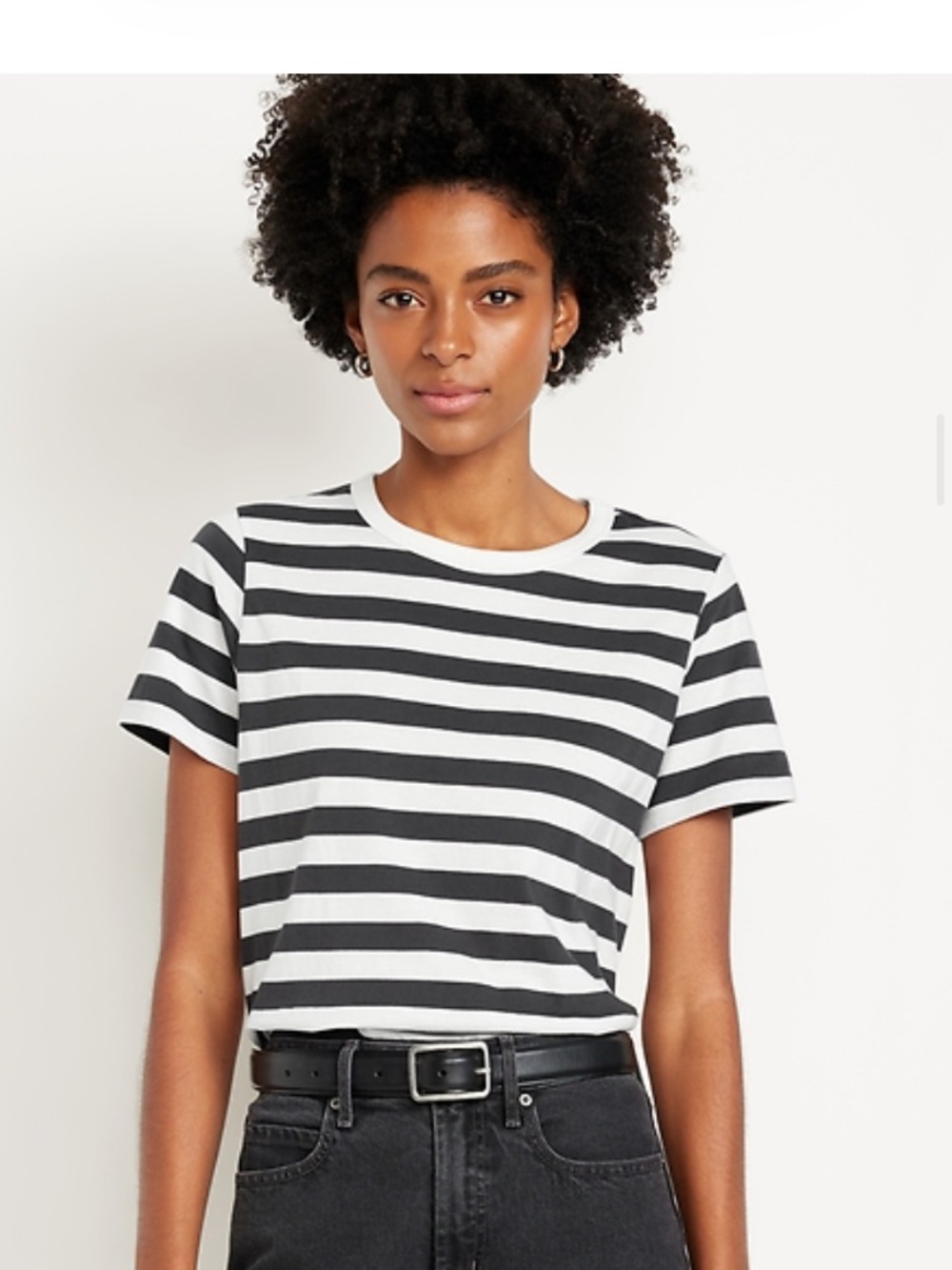 Old Navy Black and White Striped Short Sleeve Tee